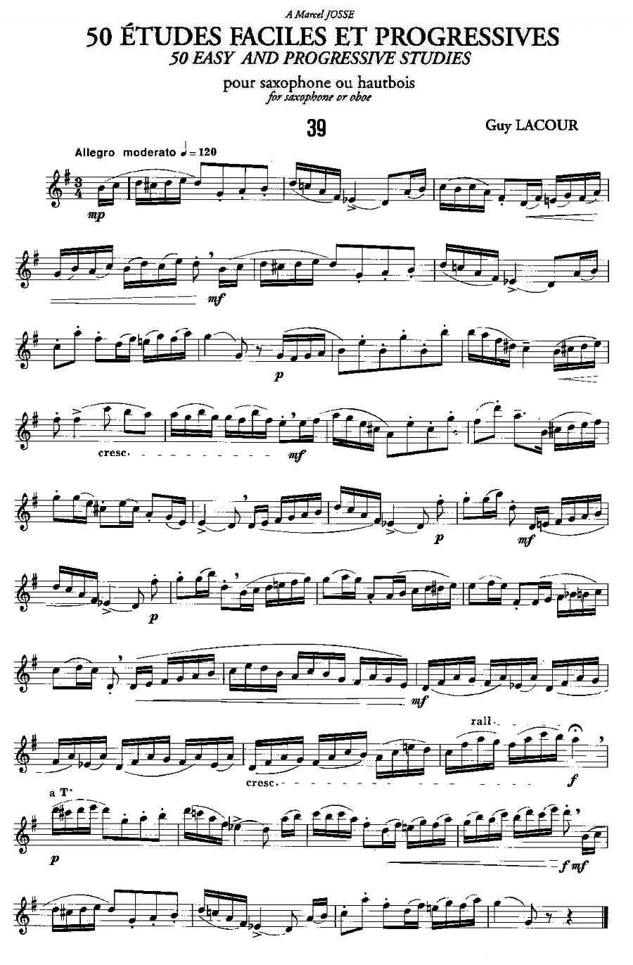 Guy Lacour 50 首萨克斯练习曲之39
