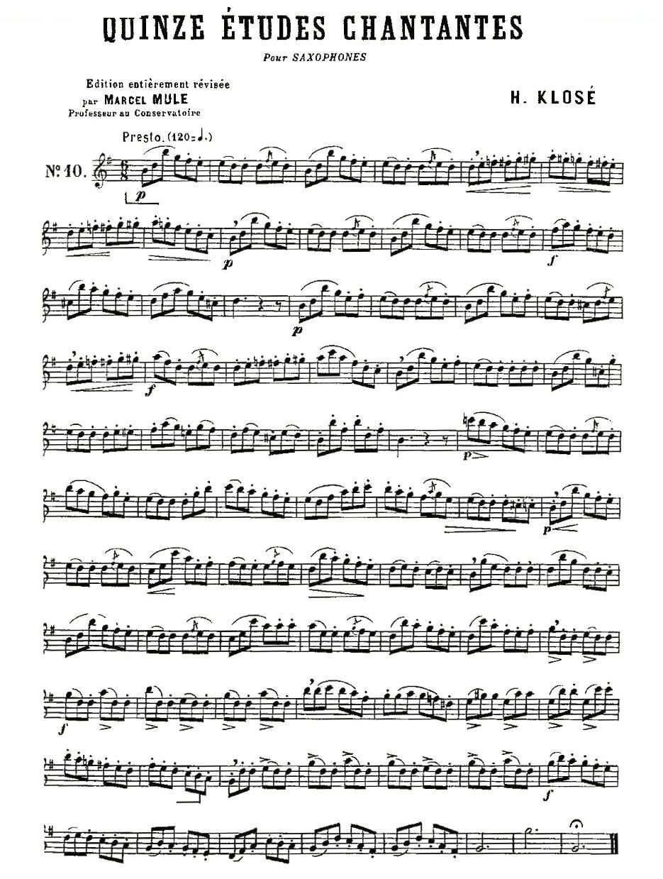 Klose Etudes Chantantes Pour Saxophone（练习曲之十）