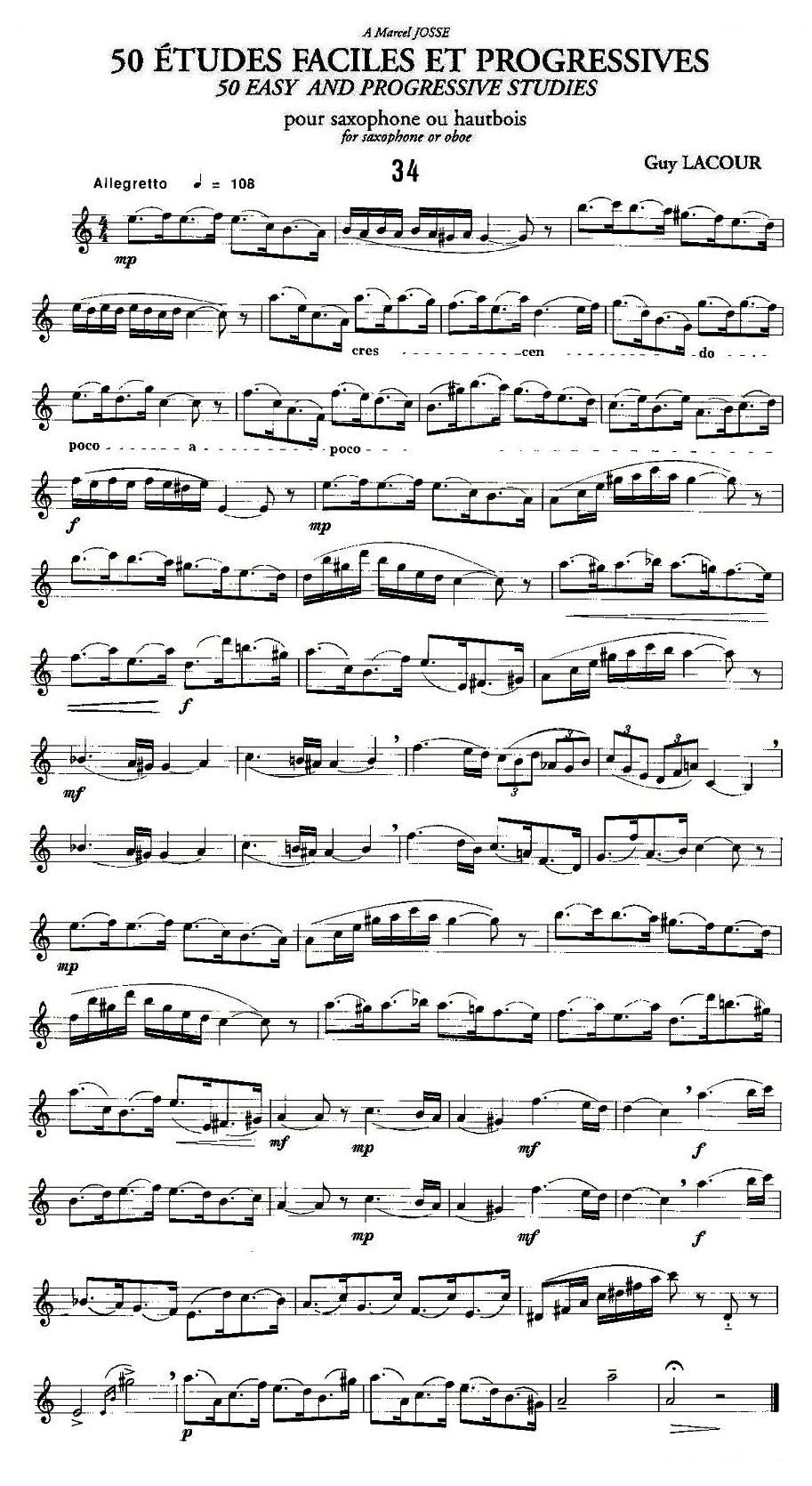 Guy Lacour 50 首萨克斯练习曲之34