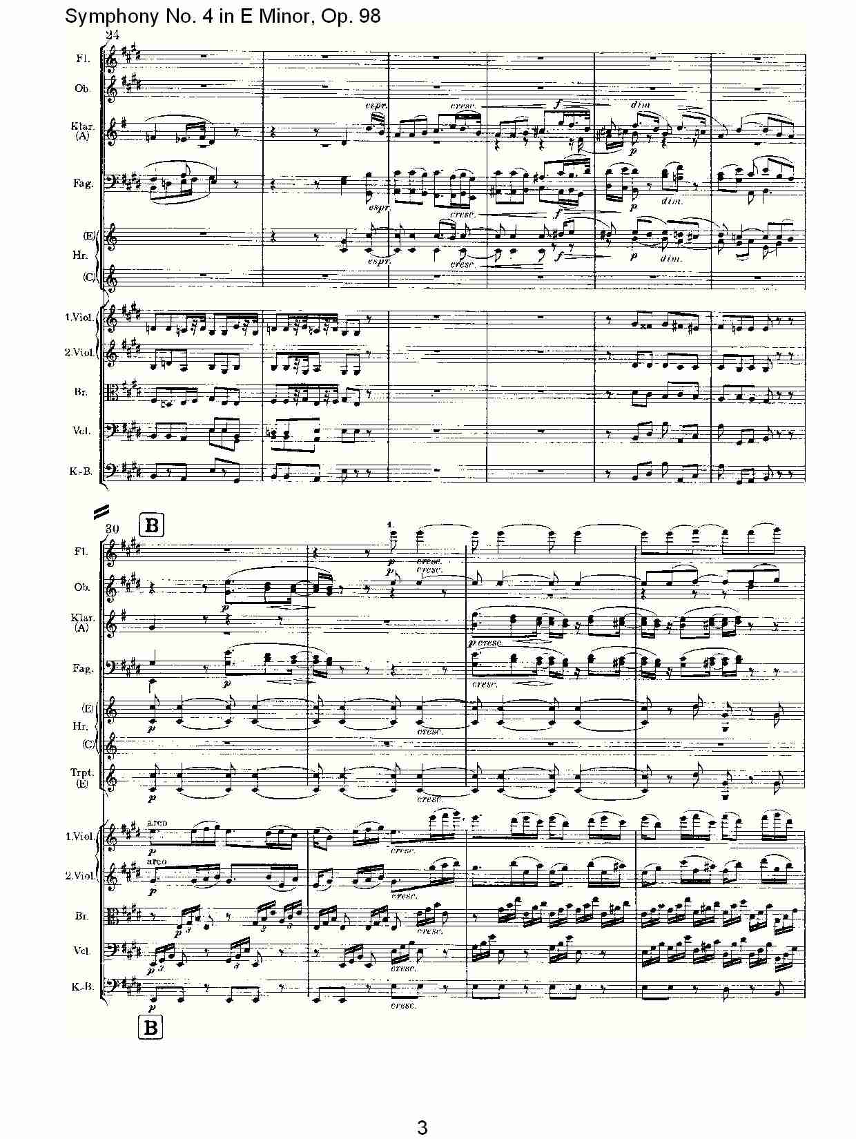 E小调第四交响曲, Op.98第二乐章（一）