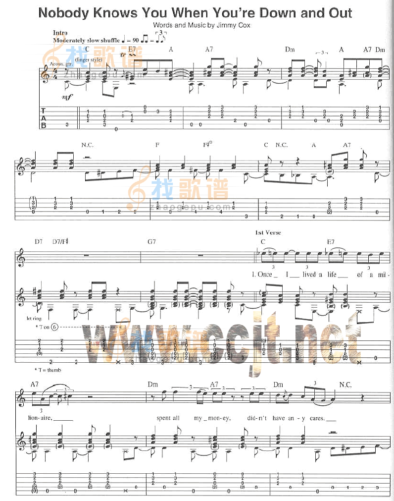 Nobody Knows You When YOure Down and Out吉他谱( 六)-