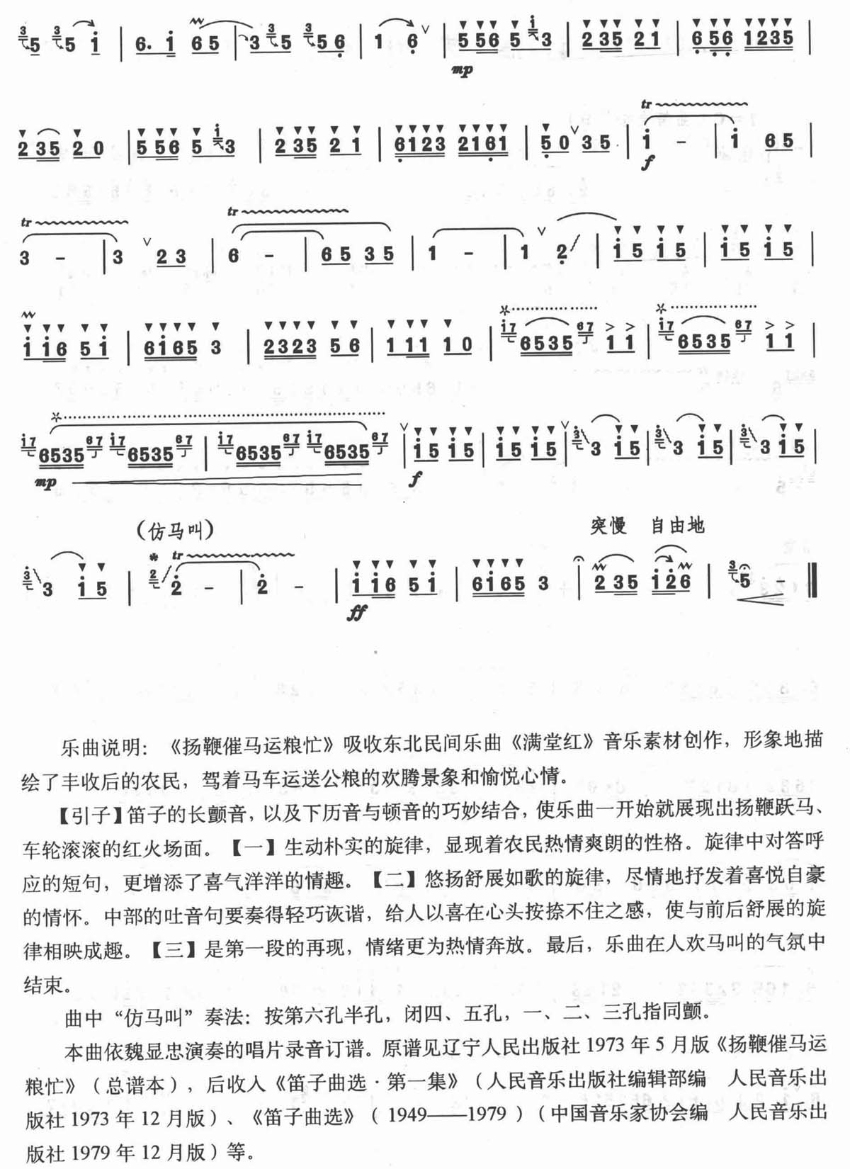 扬鞭催马运粮忙  笛子谱（高清版）
