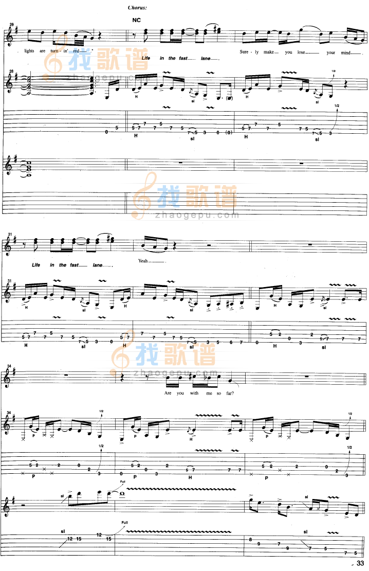Life In The Fast Lane - 原版扫描吉他谱( 六)-
