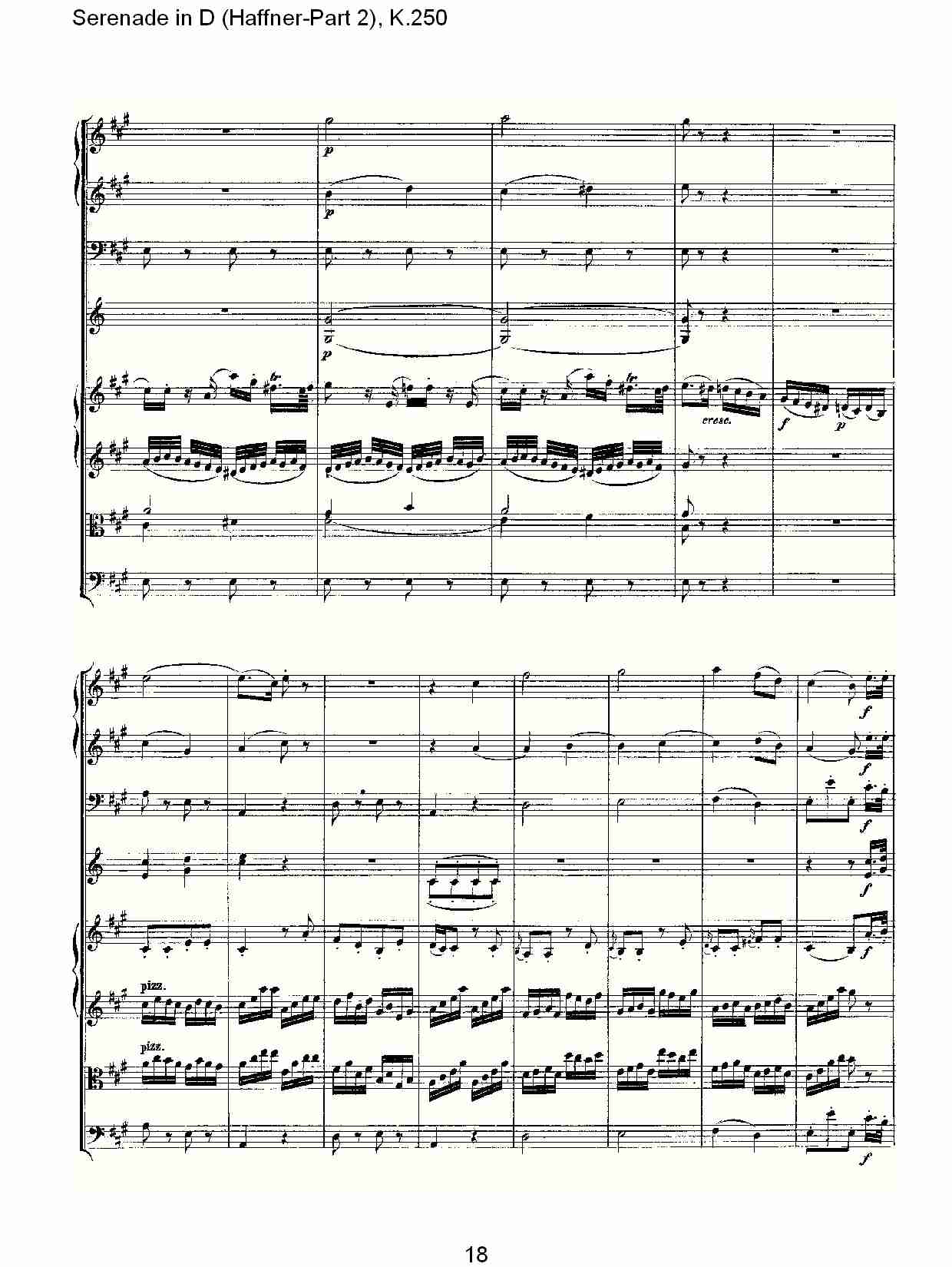 D调小夜曲(Haffner-第二部), K.250（四）