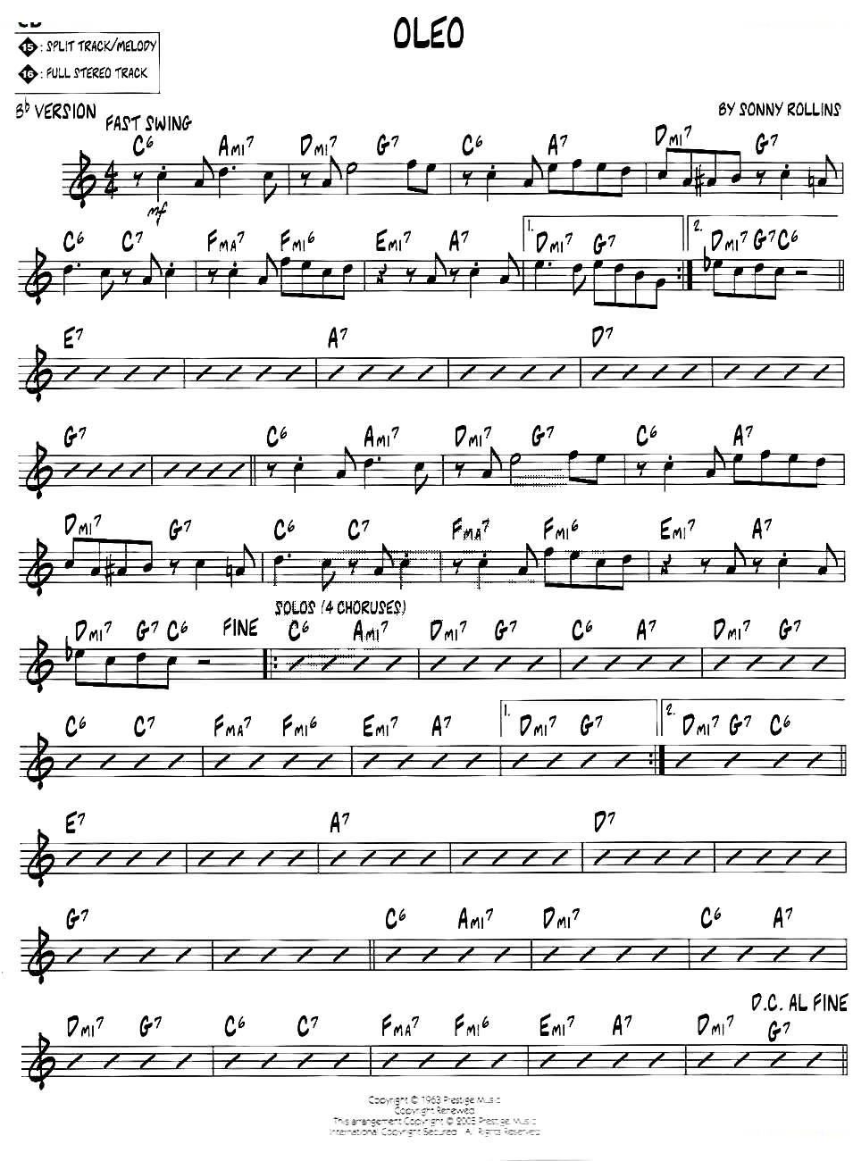 OLEO（jazz系列萨克斯谱）
