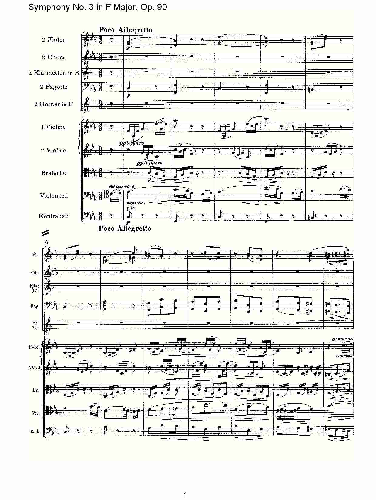 F大调第三交响曲, Op.90第三乐章（一）