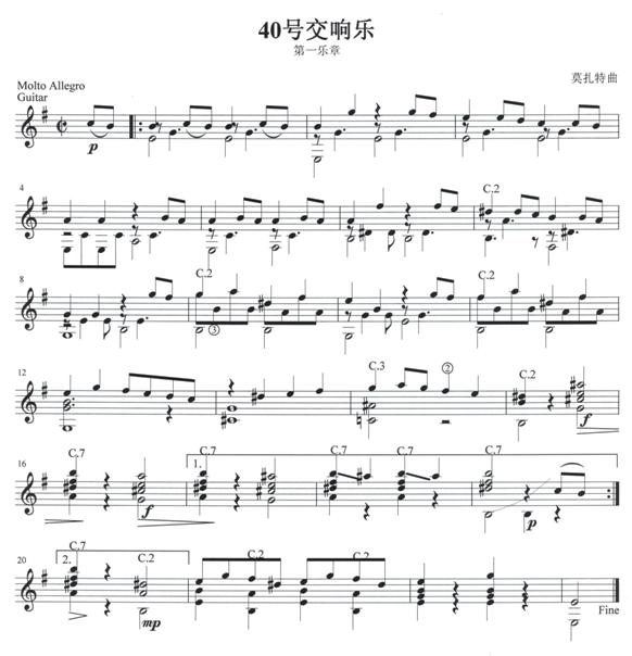 40号交响乐（第一乐章） 吉他独奏谱