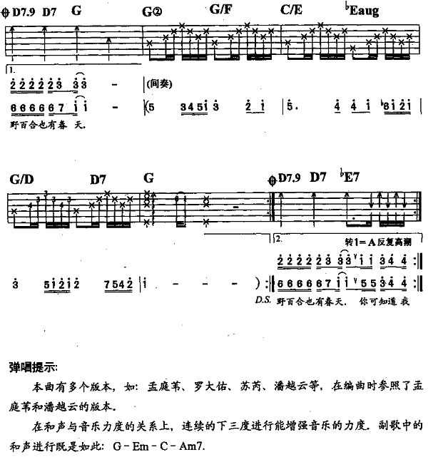 野百合也有春天（吉他弹唱）