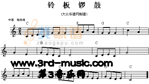 铃板锣鼓[电子琴谱]