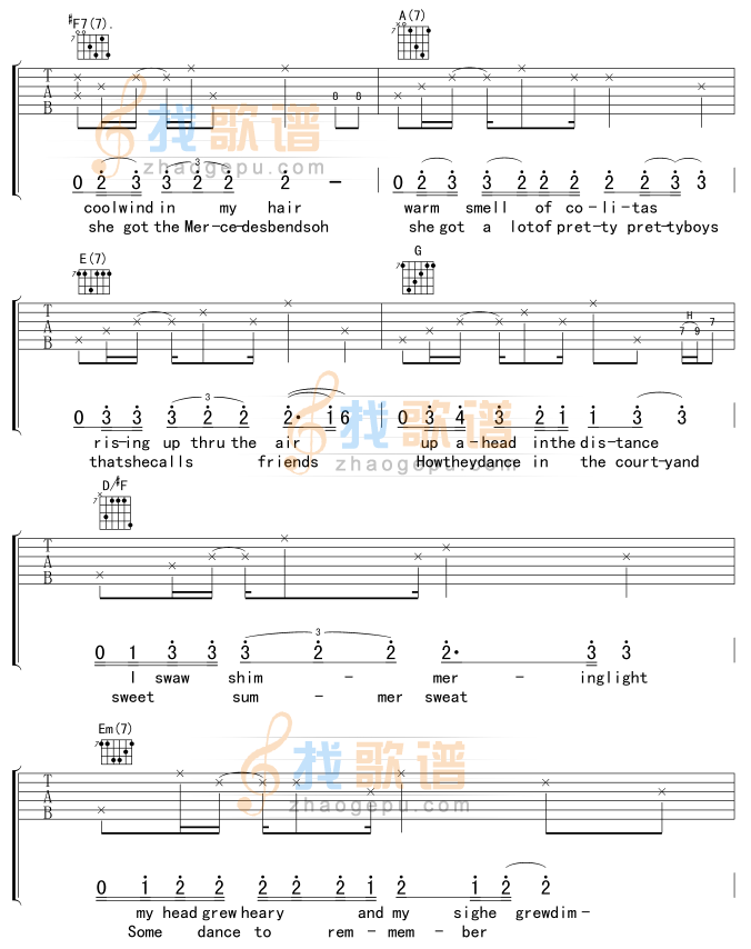 Hotel California 加州旅馆吉他谱( 六)-