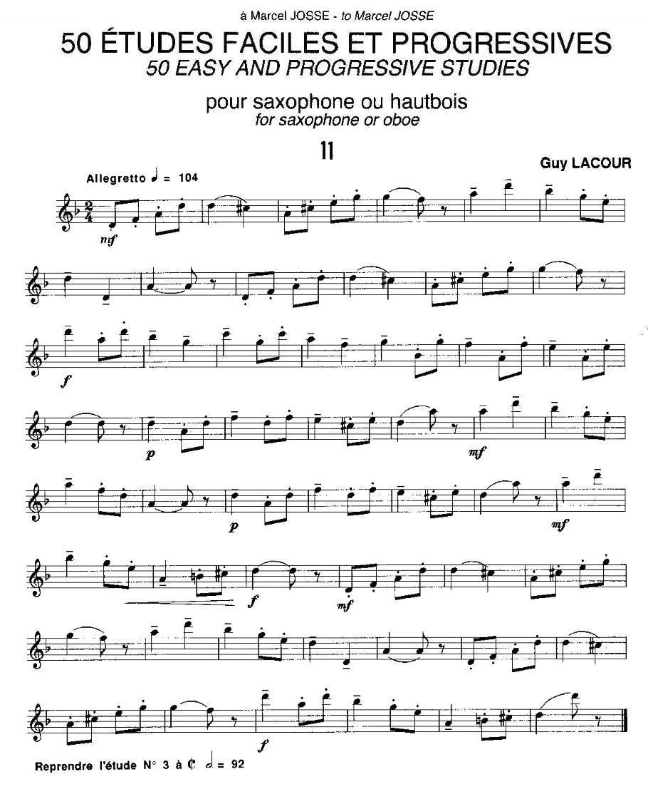 Guy Lacour 50 首萨克斯练习曲之11