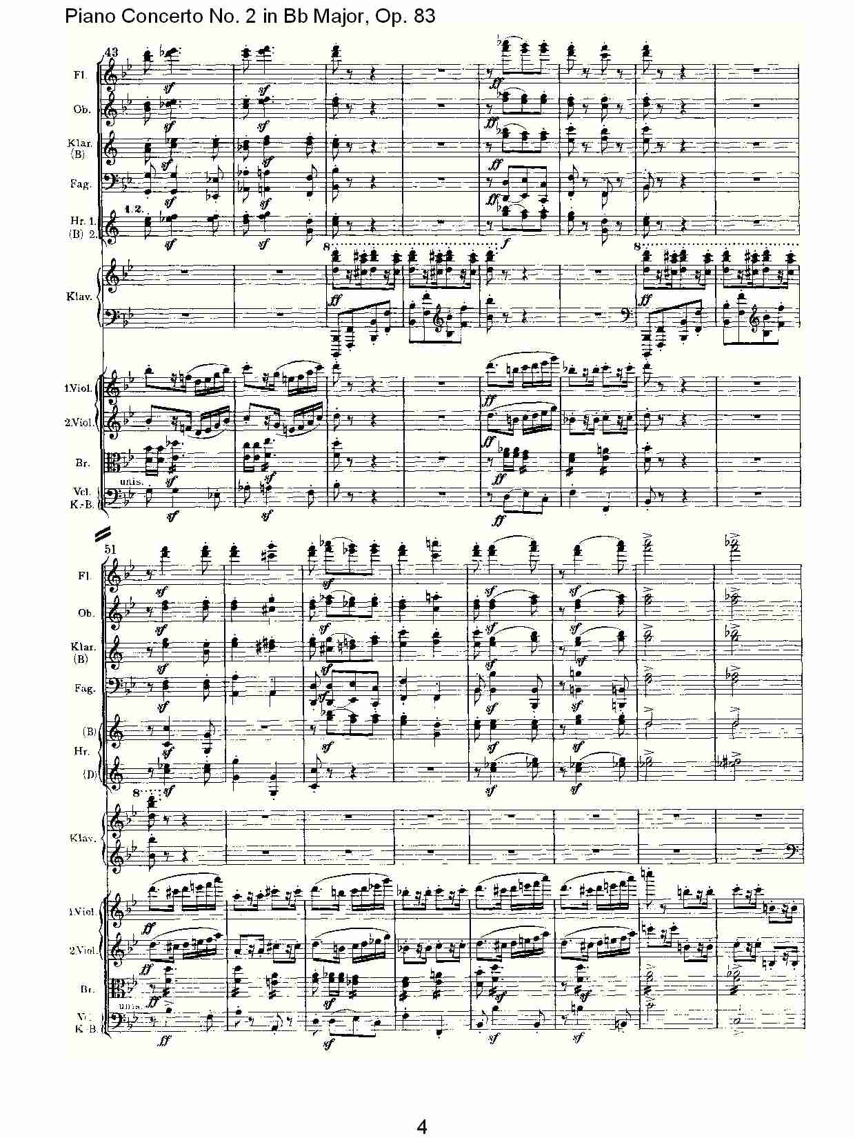 Bb大调钢琴第二协奏曲, Op.83第四乐章（一）