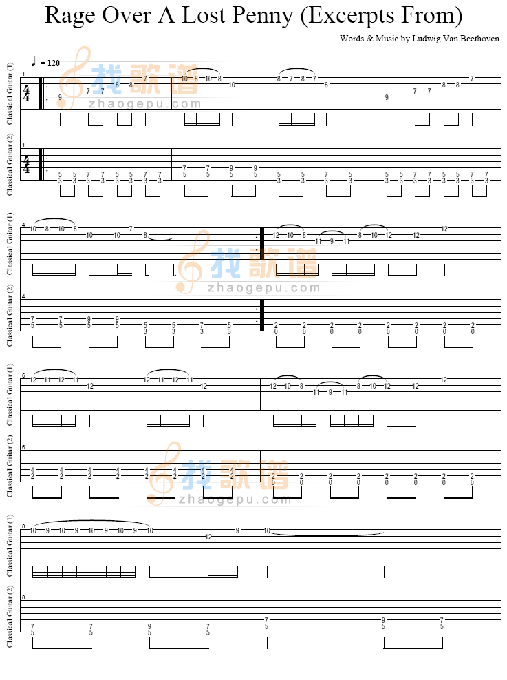 Rage Over A Lost Penny吉他谱( GTP 六)