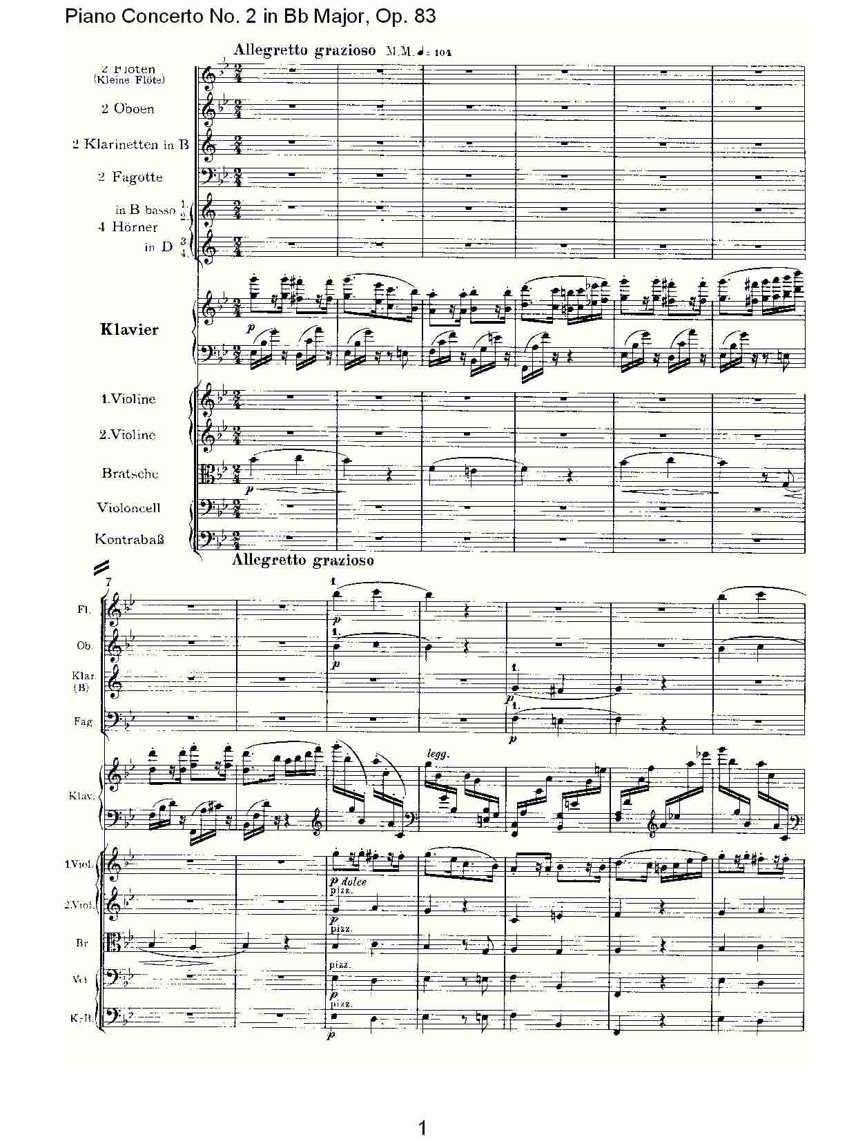 Bb大调钢琴第二协奏曲, Op.83第四乐章（一）