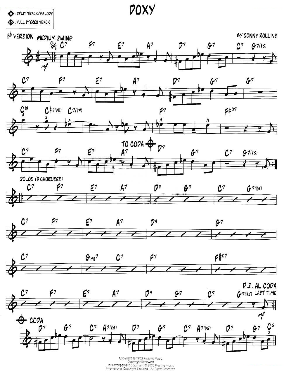 DOXY（jazz系列萨克斯谱）