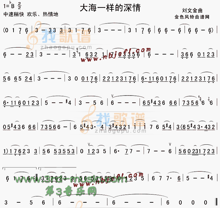 大海一样的深情[二胡曲谱]