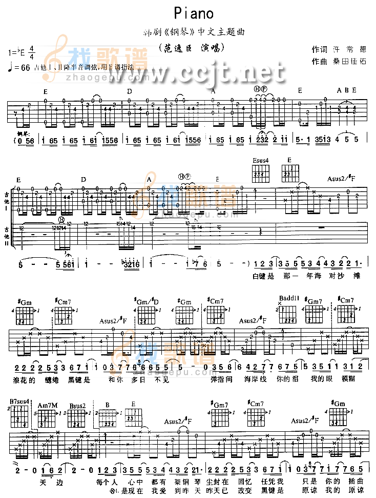 Piano吉他谱(和弦 六)-