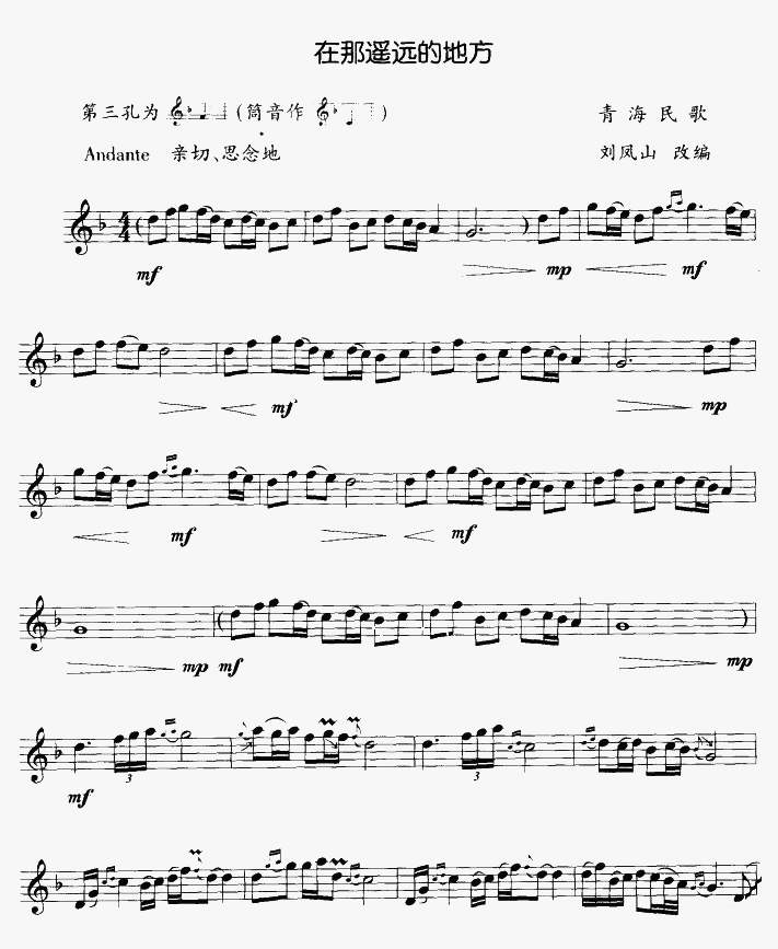 在那遥远的地方（竖笛独奏）