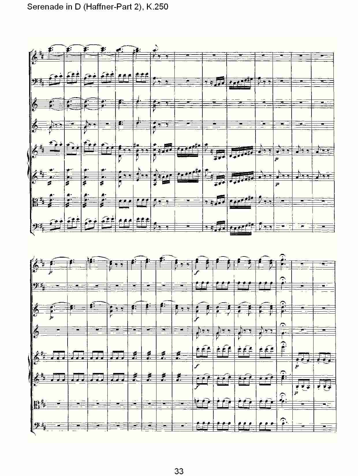 D调小夜曲(Haffner-第二部), K.250（七）