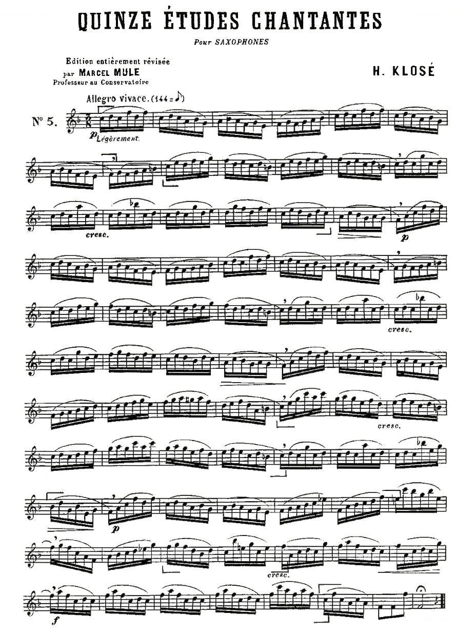 Klose Etudes Chantantes Pour Saxophone（练习曲之五）