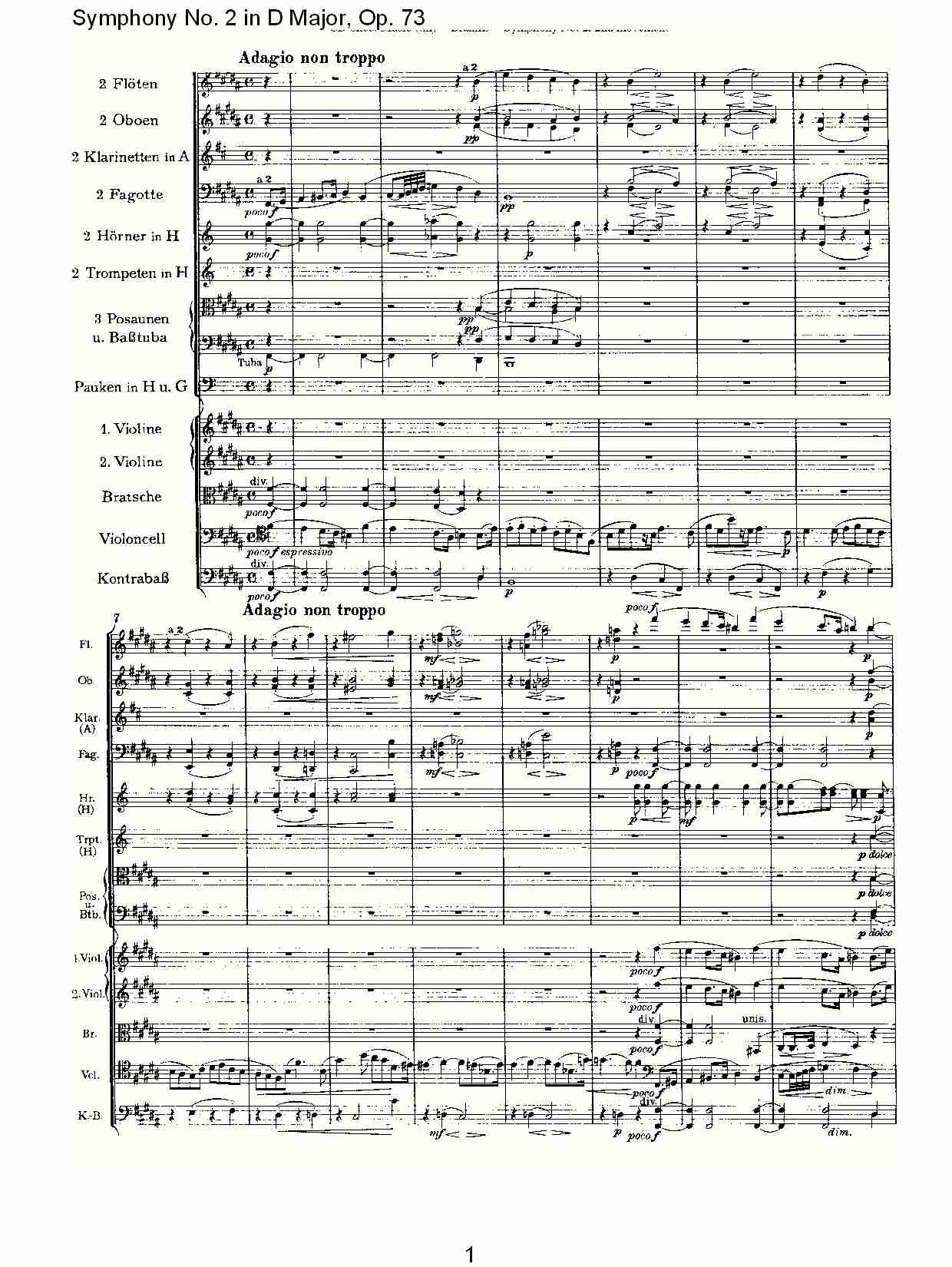 D大调第二交响曲, Op.73第二乐章（一）