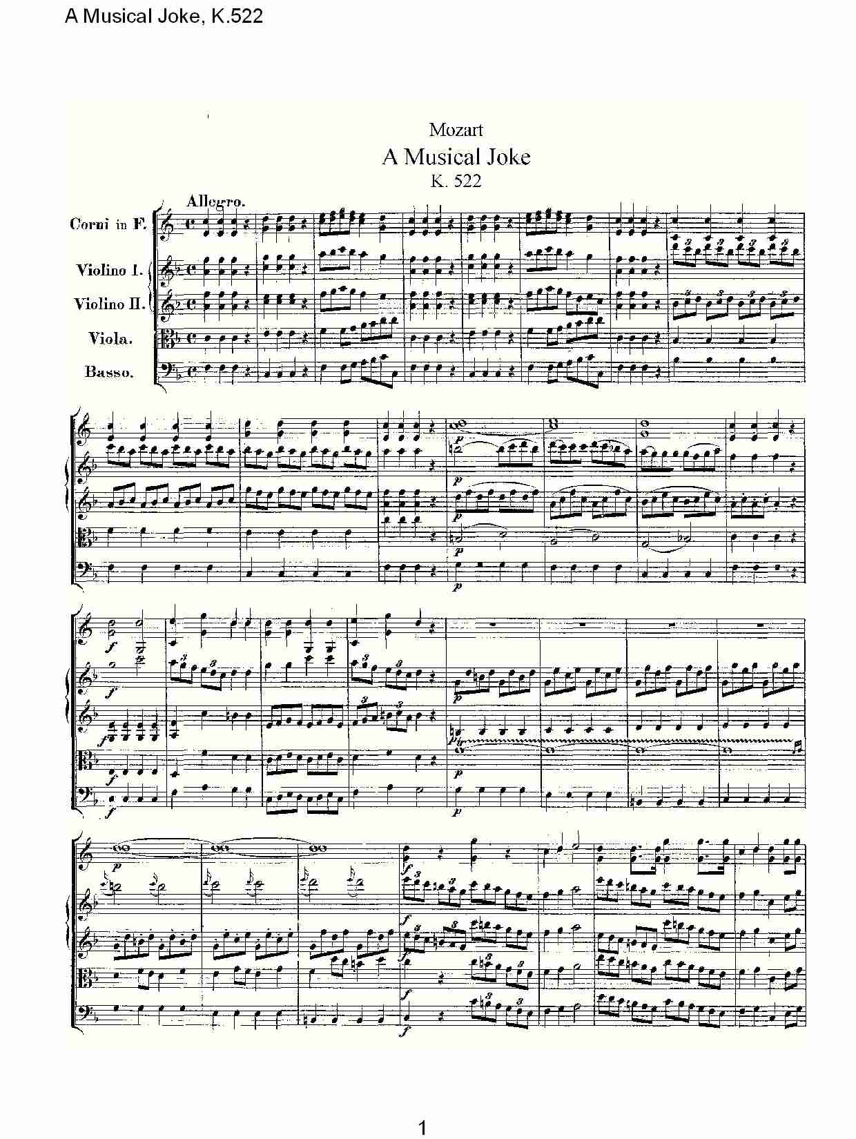 A Musical Joke, K.522 （一）