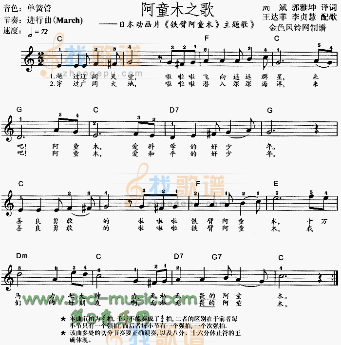 阿童木之歌(铁臂阿童木主题歌)[电子琴谱]