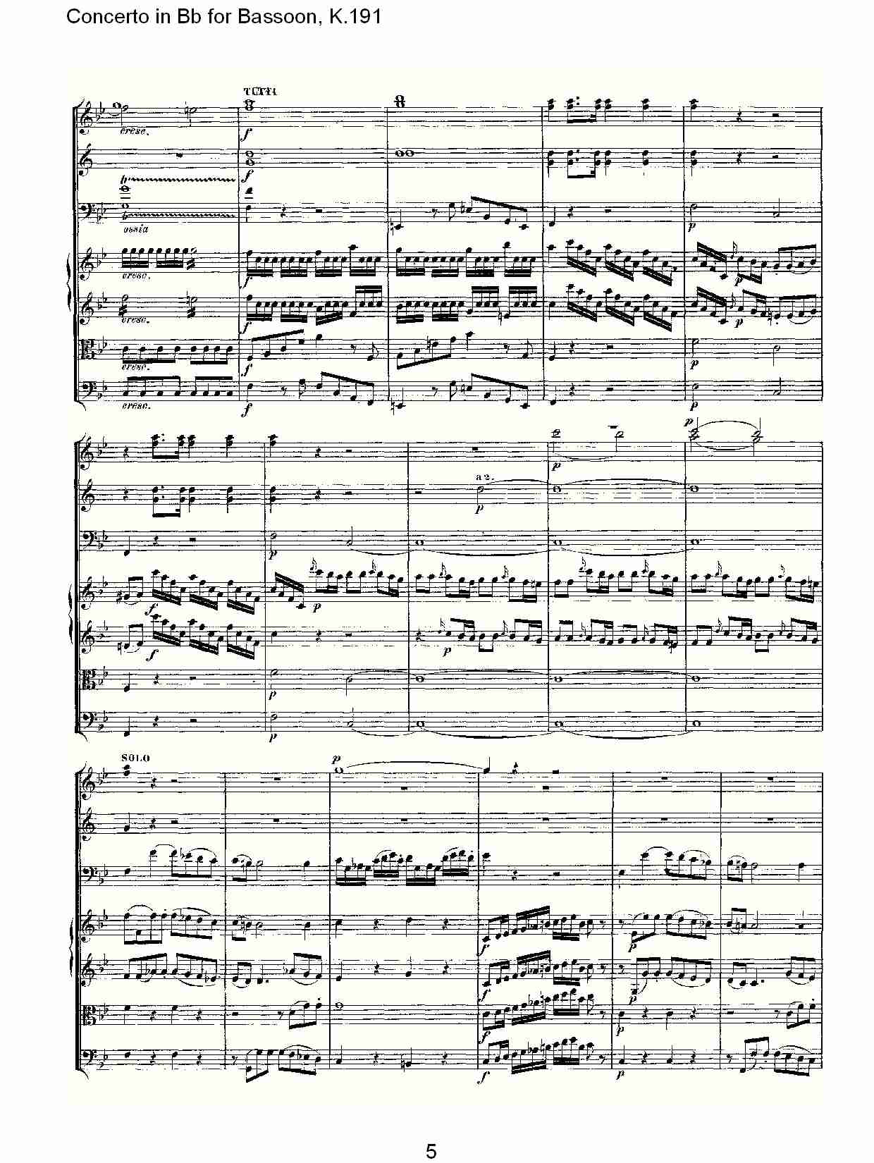 Bb调巴松管协奏曲, K.191（一）