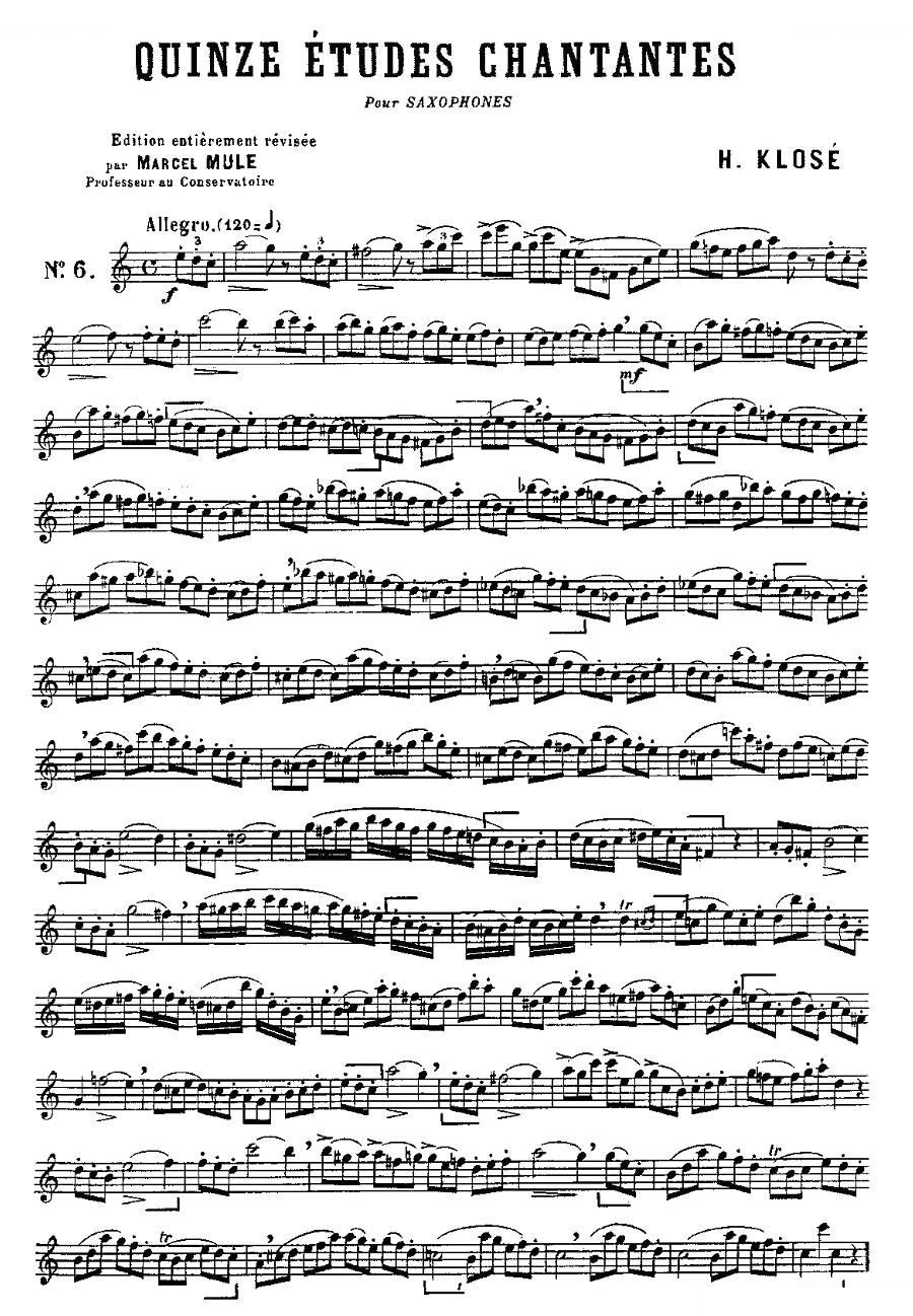 Klose Etudes Chantantes Pour Saxophone（练习曲之六）
