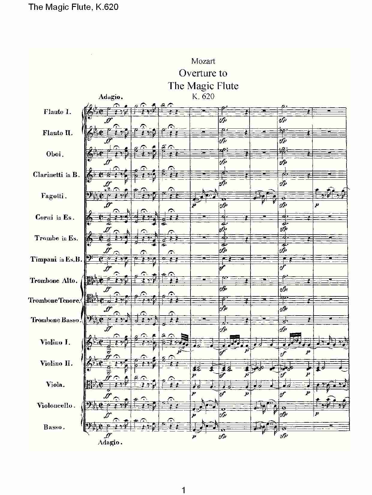 The Magic Flute, K.620 （一）