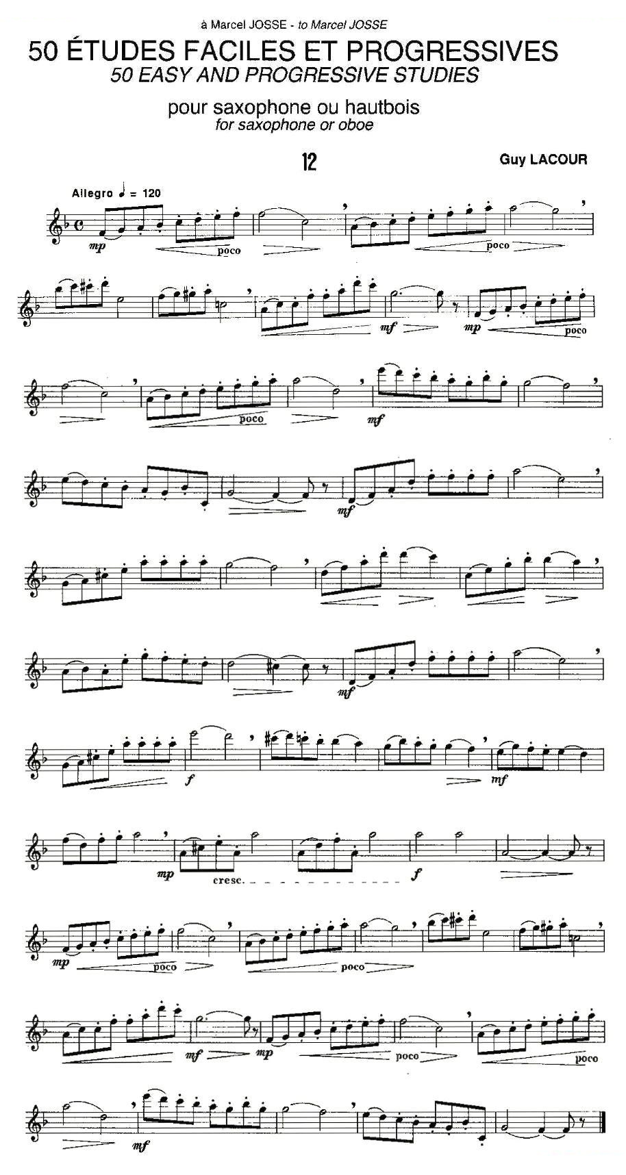Guy Lacour 50 首萨克斯练习曲之12