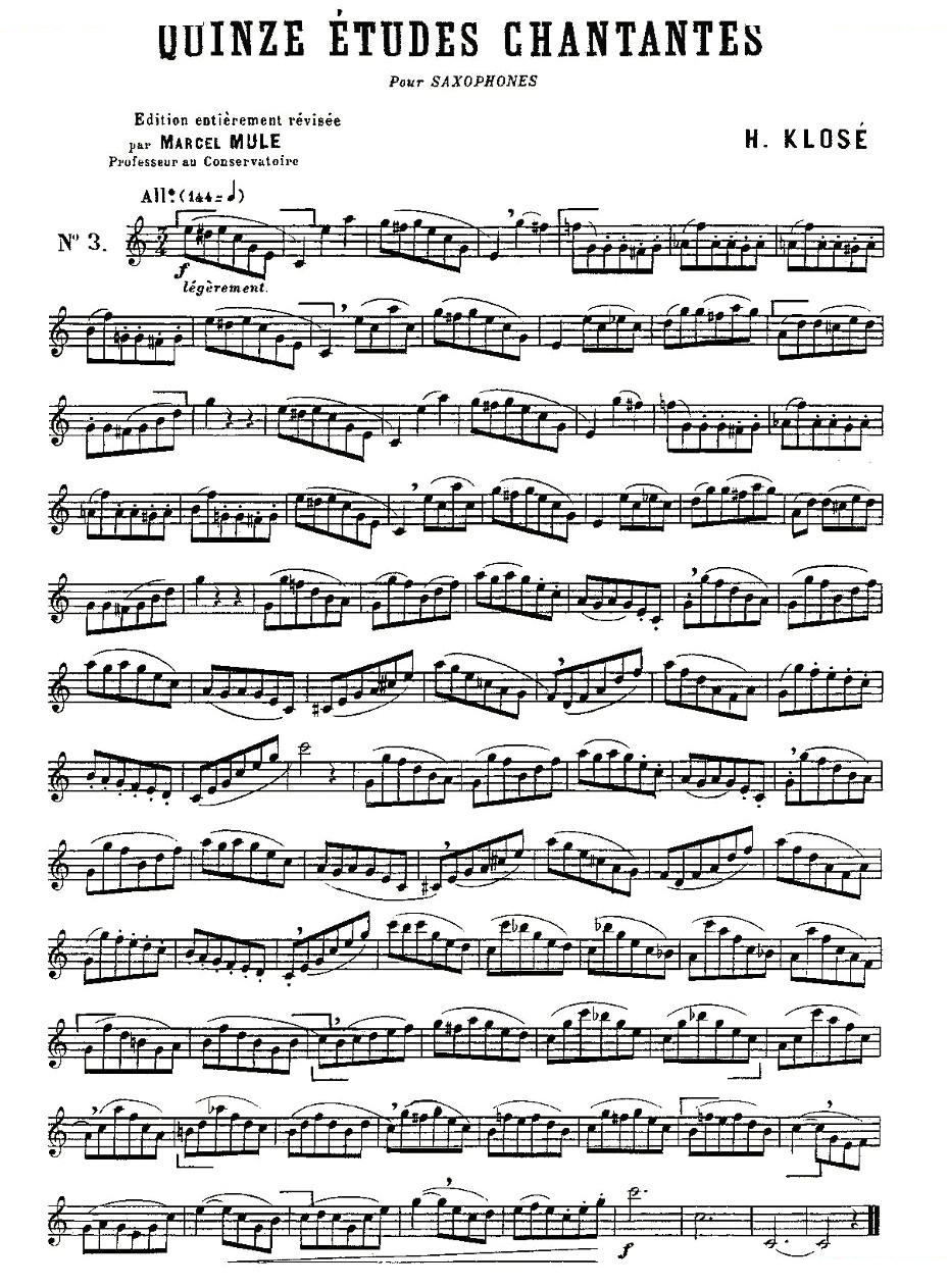 Klose Etudes Chantantes Pour Saxophone（练习曲之三）