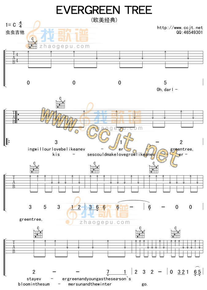 evergreen tree吉他谱( 六)-