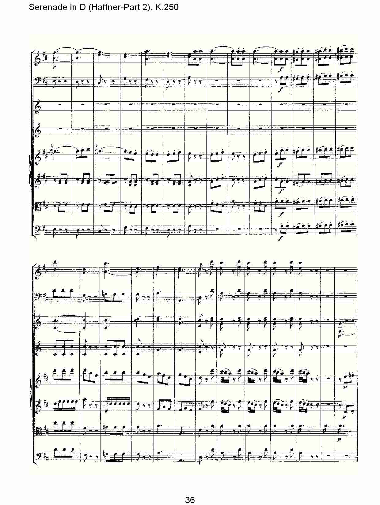 D调小夜曲(Haffner-第二部), K.250（八）