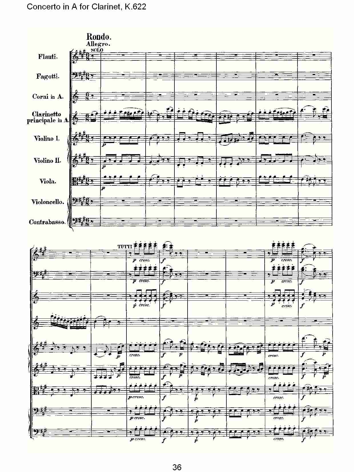 A调单簧管协奏曲, K.622（八）