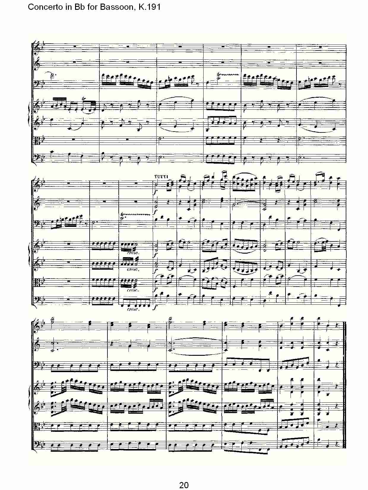 Bb调巴松管协奏曲, K.191（四）