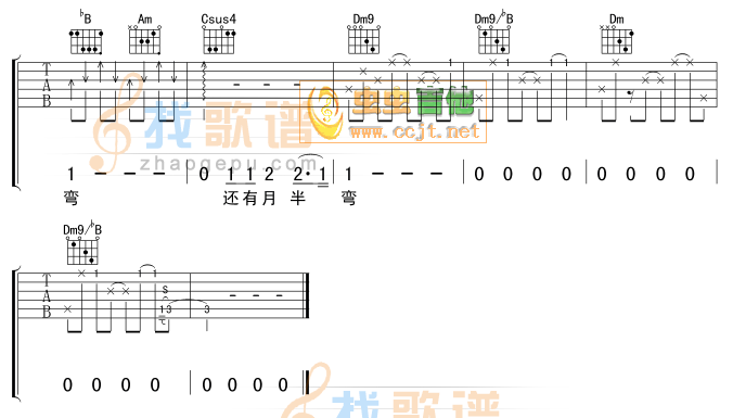 月半弯吉他谱(和弦 六)-