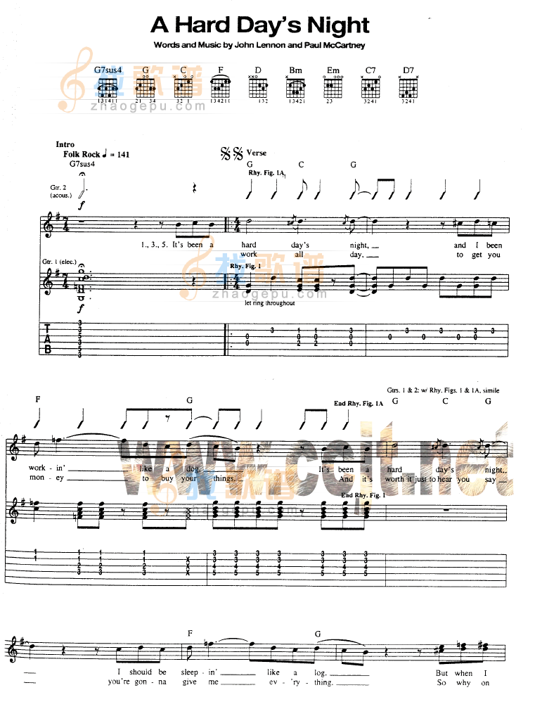 A Hard Days Night吉他谱( 六)-