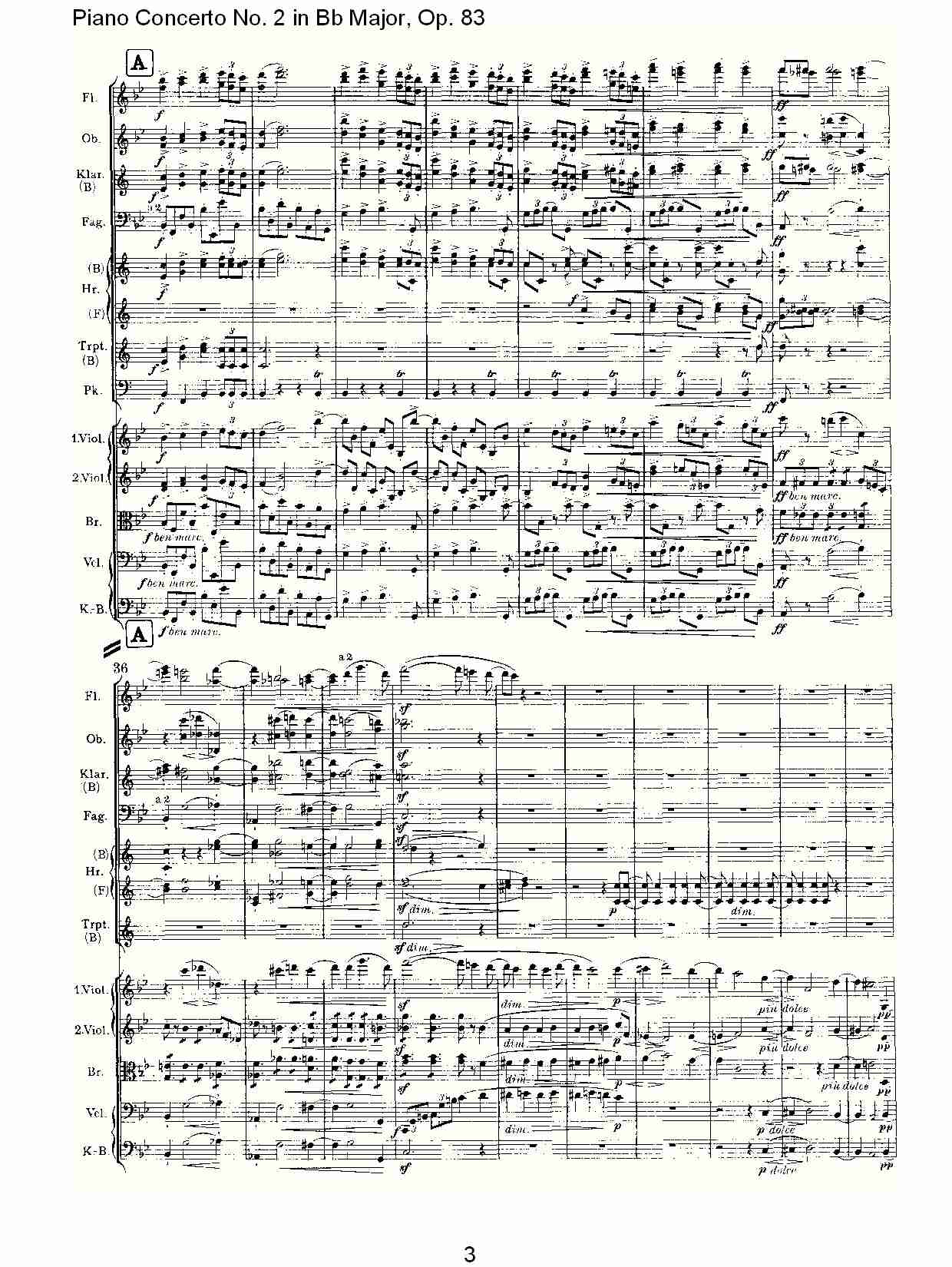 Bb大调钢琴第二协奏曲, Op.83第一乐章（一）