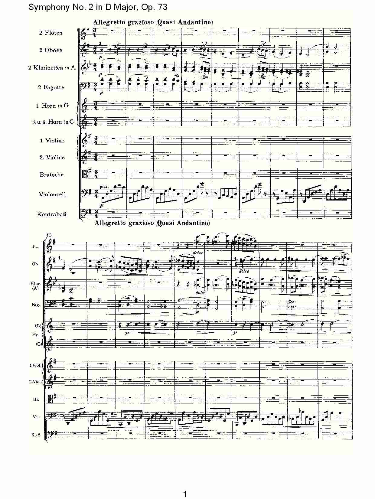 D大调第二交响曲, Op.73第三乐章（一）