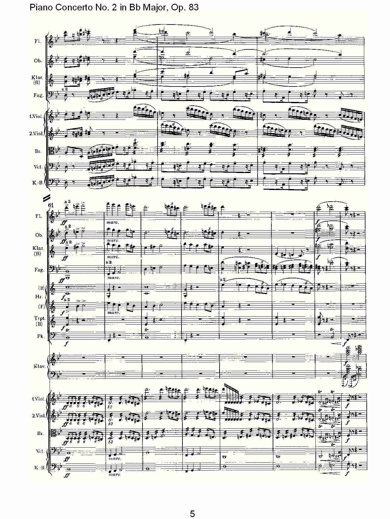 Bb大调钢琴第二协奏曲, Op.83第一乐章（一）