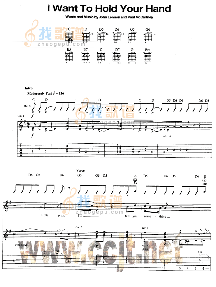 I want To Hold Your Hand吉他谱( 六)-