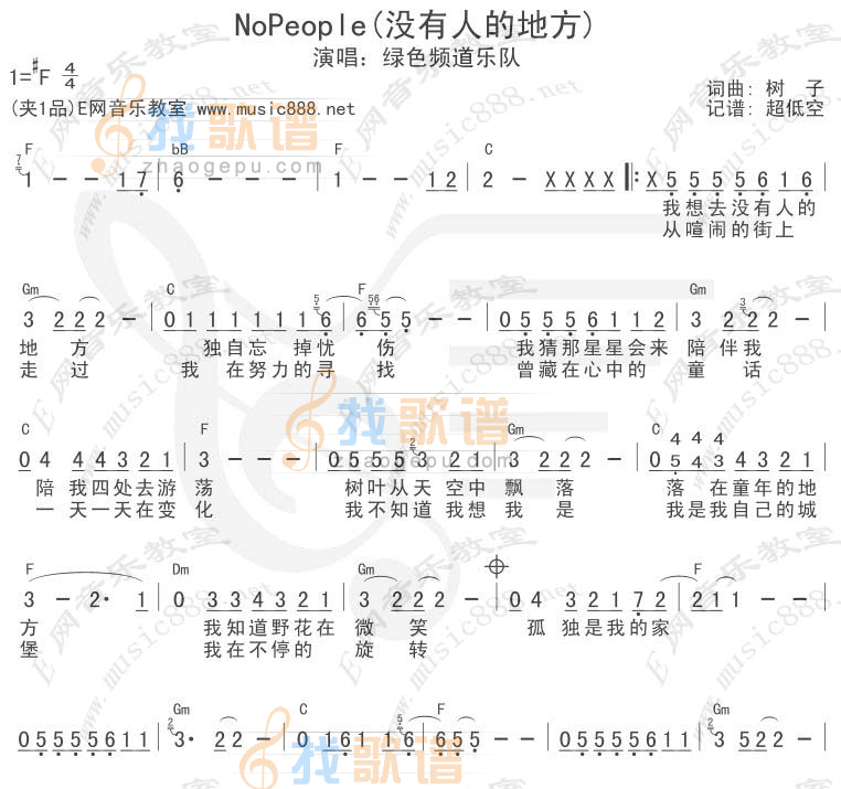 Nopeople没有人的地方（+吉他和弦）