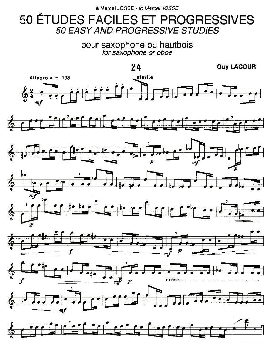 Guy Lacour 50 首萨克斯练习曲之24