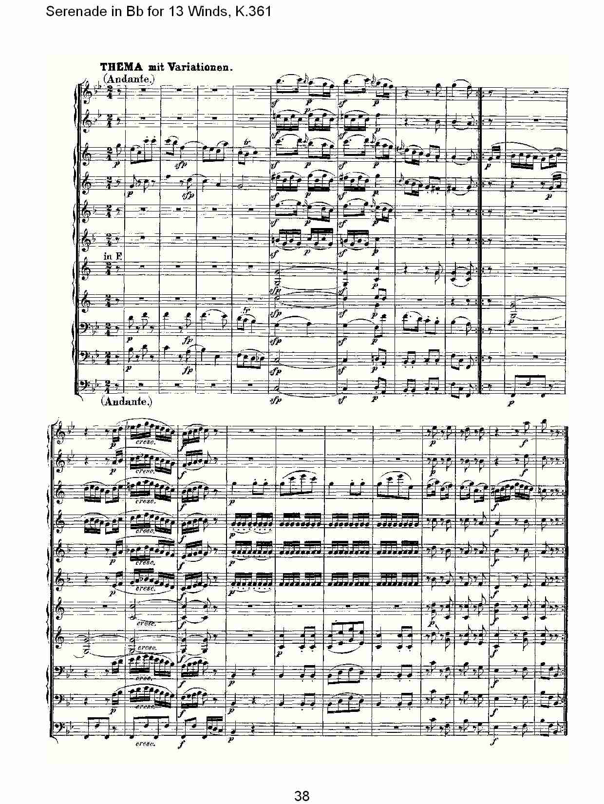 Bb调13管乐小夜曲, K.361（八）