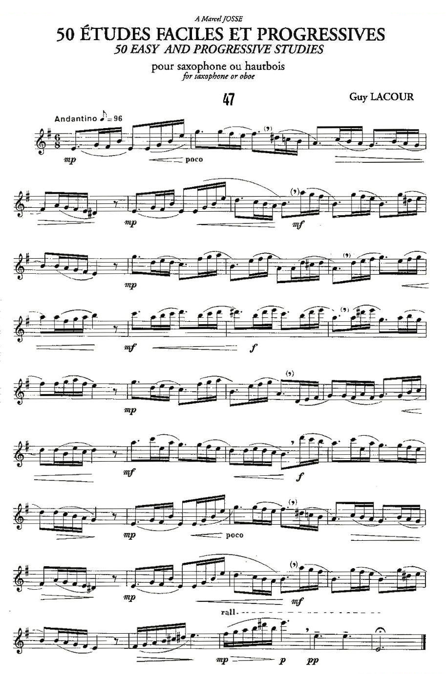 Guy Lacour 50 首萨克斯练习曲之47