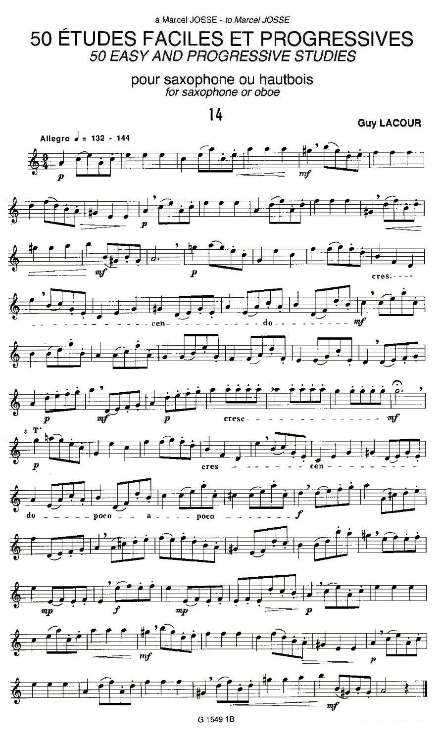 Guy Lacour 50 首萨克斯练习曲之14