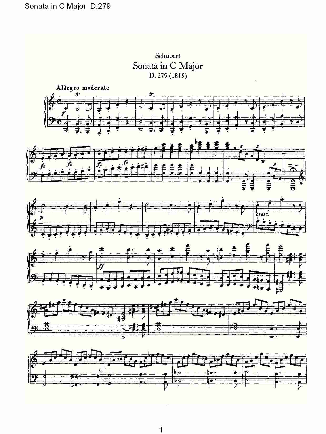 Sonata in C Major D.279  C大调奏鸣曲D.279（一）