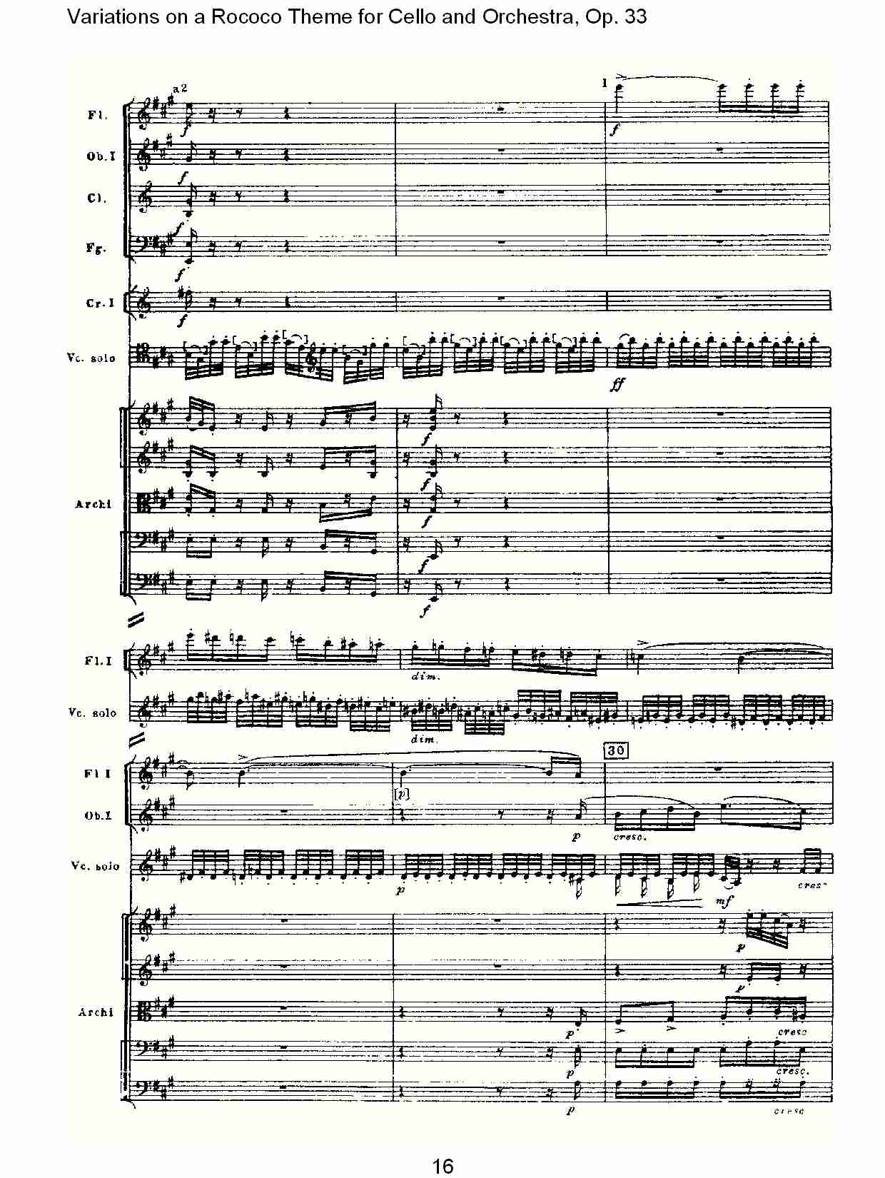 大提琴与管弦乐洛可可主题a小调变奏曲, Op.33（四）