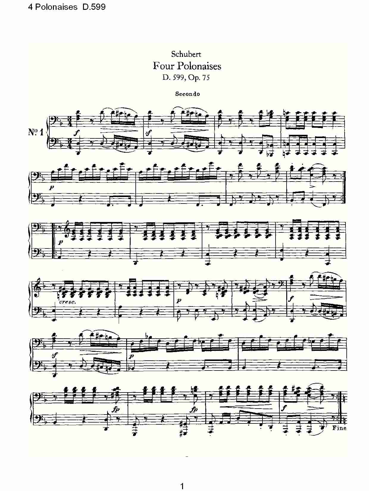 4 Polonaises D.599   ４波罗乃兹舞曲D.599（一）